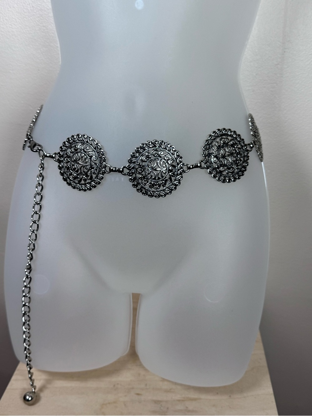 Womens Silver Tone Medallion Chain Waist Belt Whimsigoth Fairy Boho Western